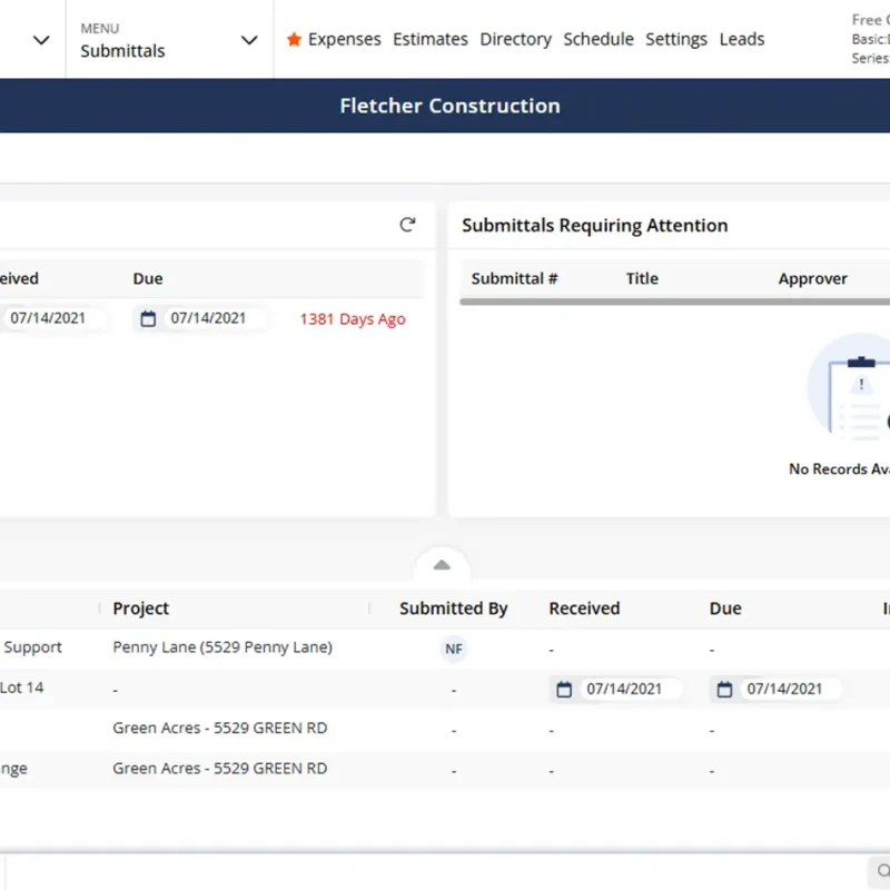 Managing submittals on a construction project