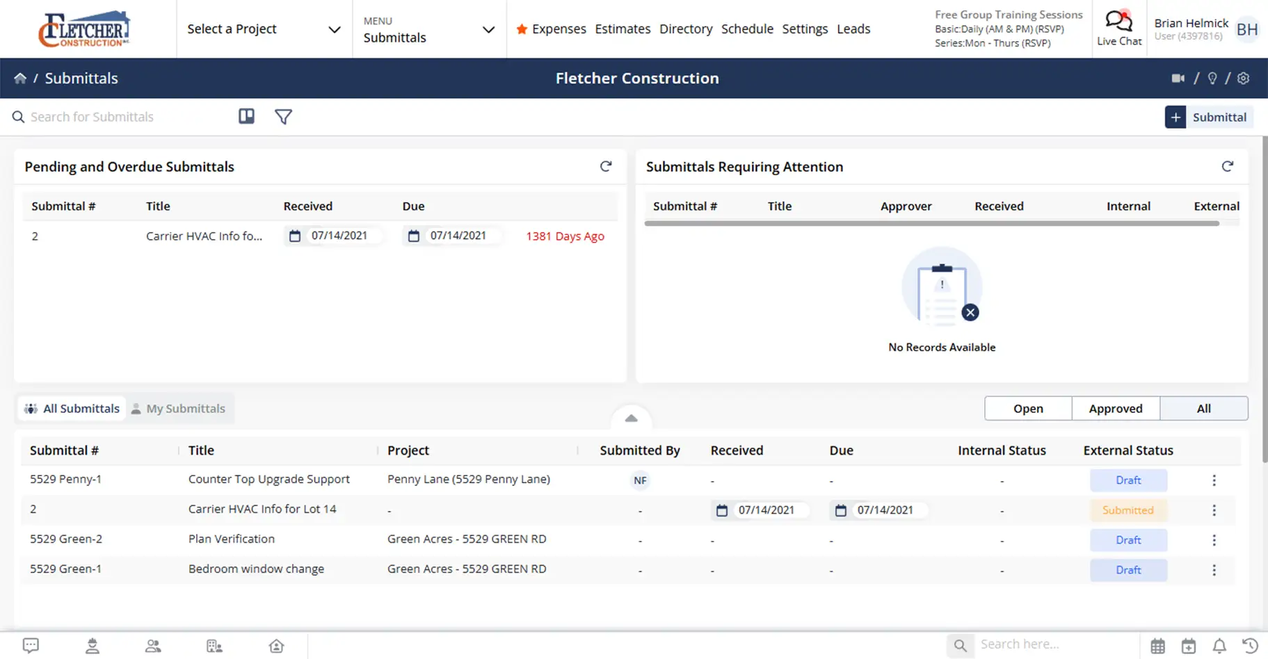 Managing submittals on a construction project