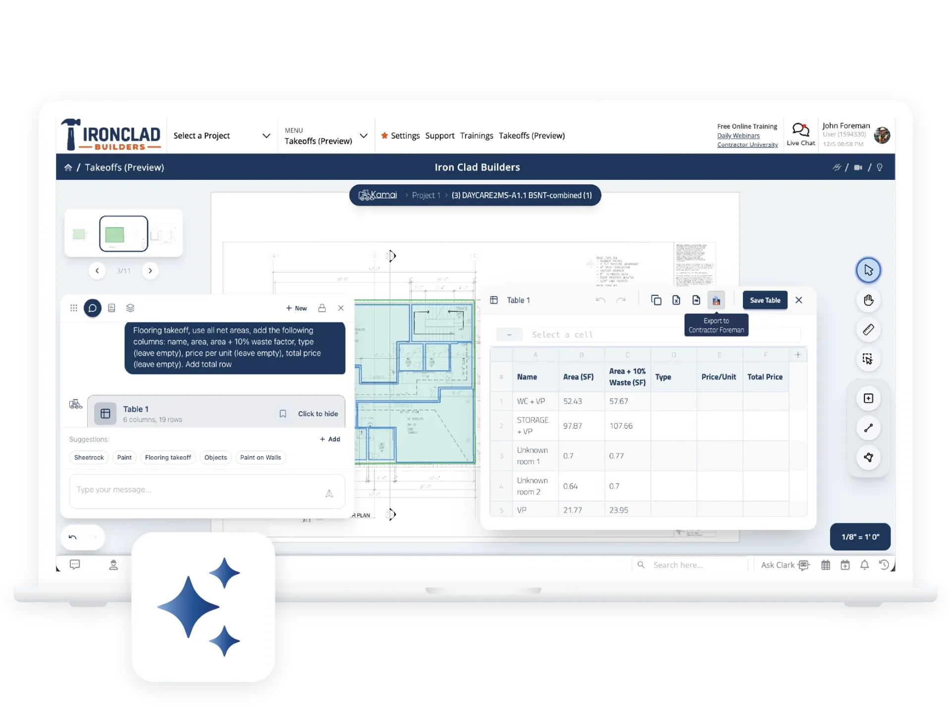 Estimates tools inside the Contractor Foreman app