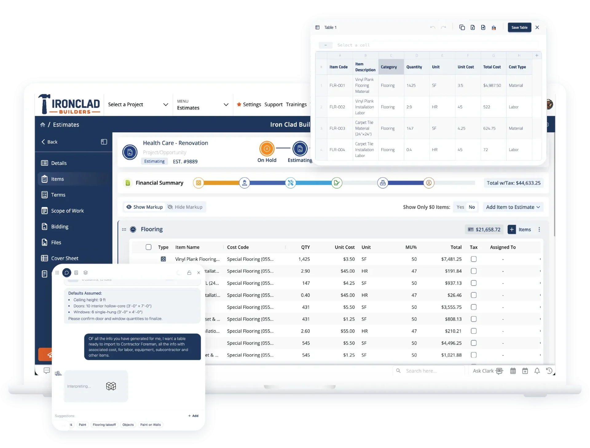 Managing estimates on a construction project