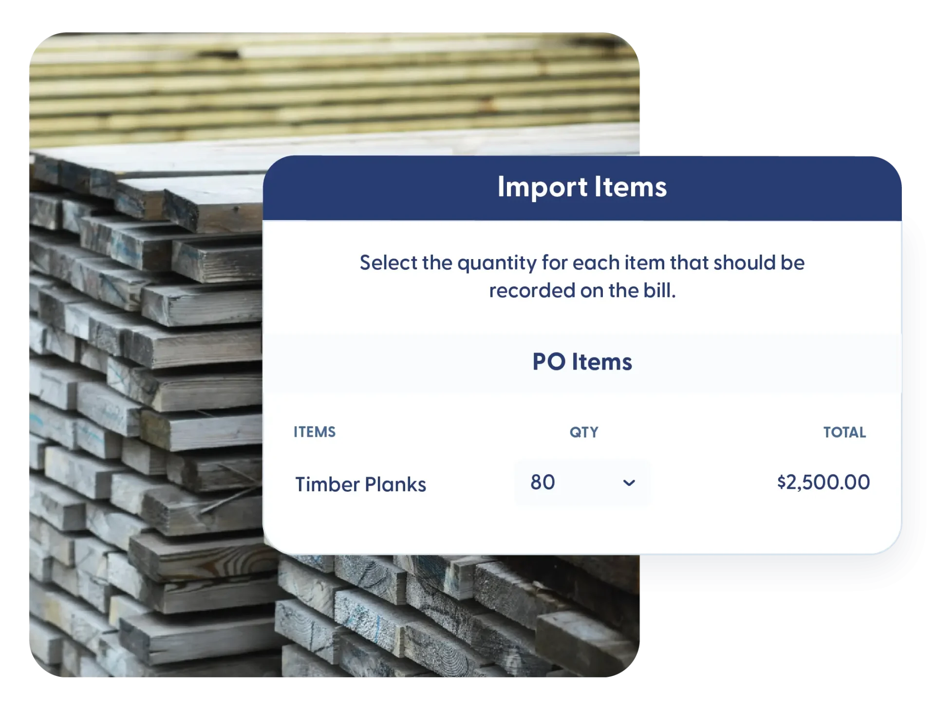 Tracking delivered quantities against a purchase order