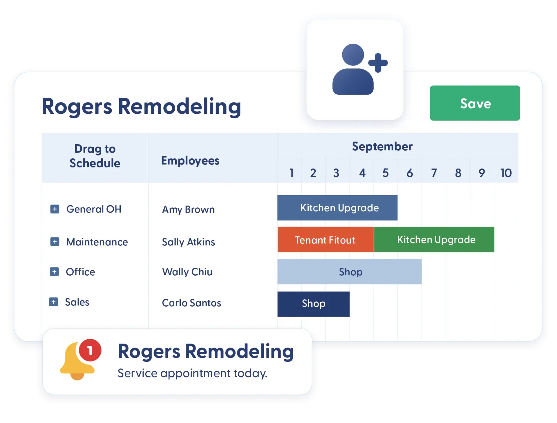 A contractor using scheduling in Contractor Foreman