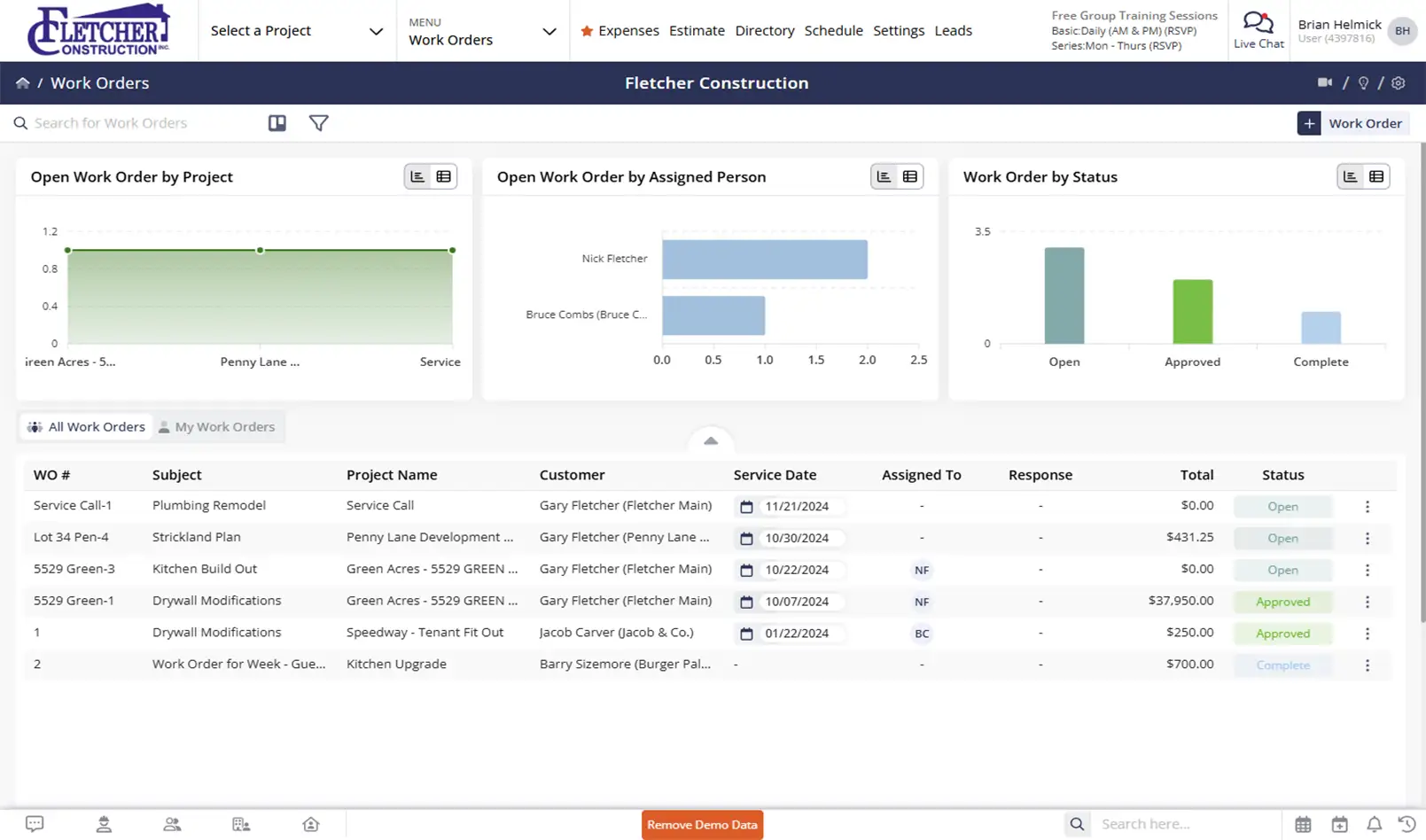 Work orders tools inside the Contractor Foreman app