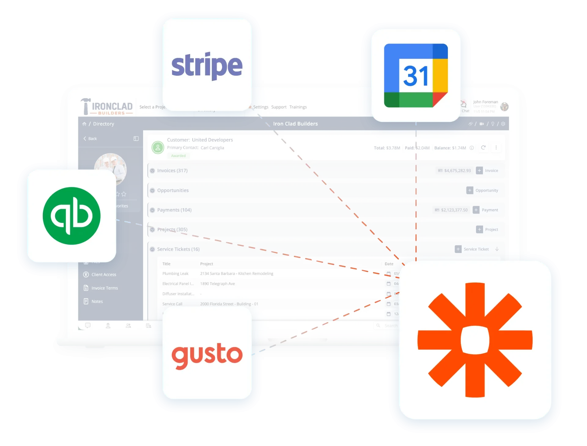 Zapier integration in Contractor Foreman